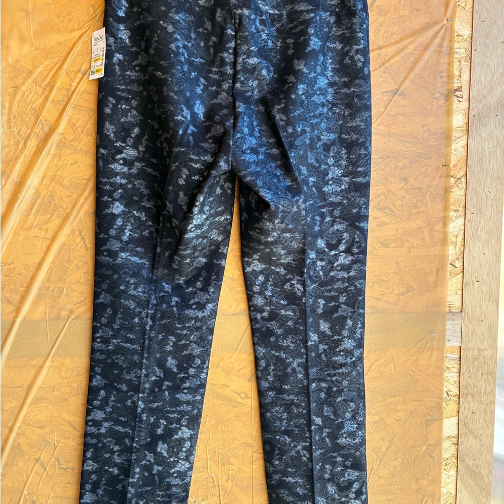 NWT LG LENA GABRIELLA Black & Silver Pull On Pants Size 12 - Picture 3 of 7